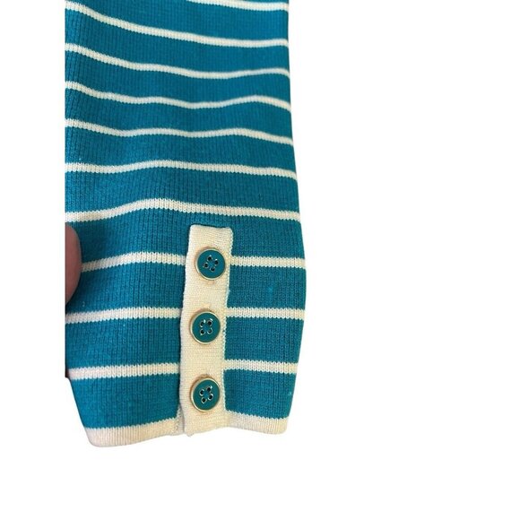 Talbots Cardigan Knit Sweater Jacket Blazer Sz Large Aqua Classic Preppy Office - Picture 7 of 15